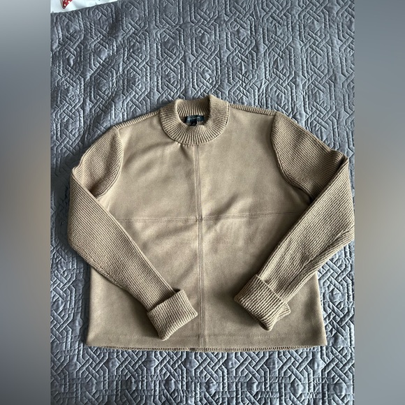 Ann Taylor Faux Suede Mixed Media Sweater Size M - Picture 5 of 6